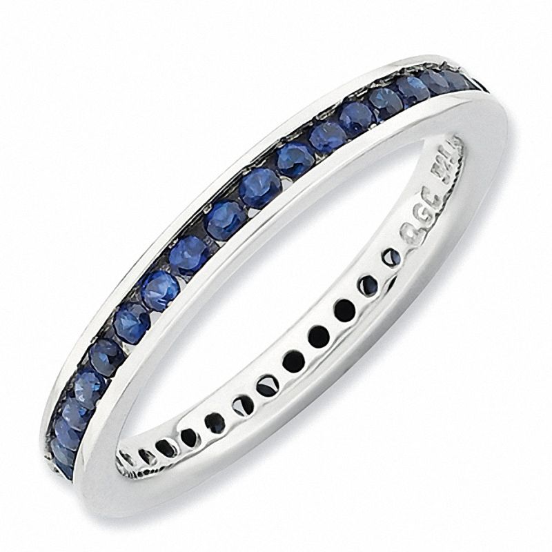 Platinum and sale sapphire eternity ring