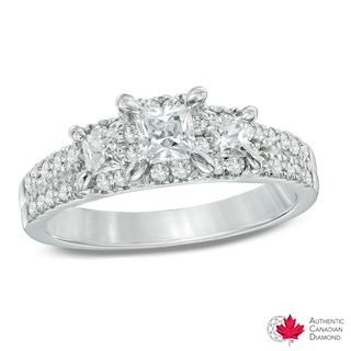 Celebration Canadian Ideal 1.00 CT. T.W. Princess-Cut Certified Diamond Ring in 14K White Gold (I/I1)