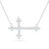 Thumbnail Image 0 of Lab-Created White Sapphire Sideways Cross Necklace in Sterling Silver