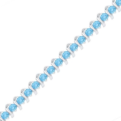 Blue Topaz Bracelet in Sterling Silver - 7.25"