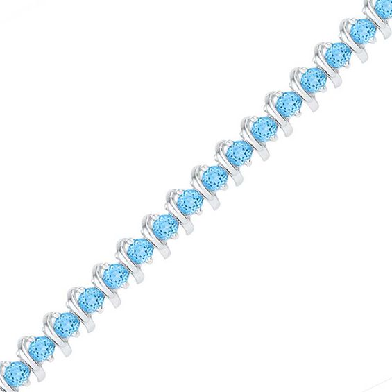 Macy's Sky Blue Topaz and White Topaz Bracelet (7 ct. t.w and 5/8 ct. t.w)  in Sterling Silver | Hawthorn Mall