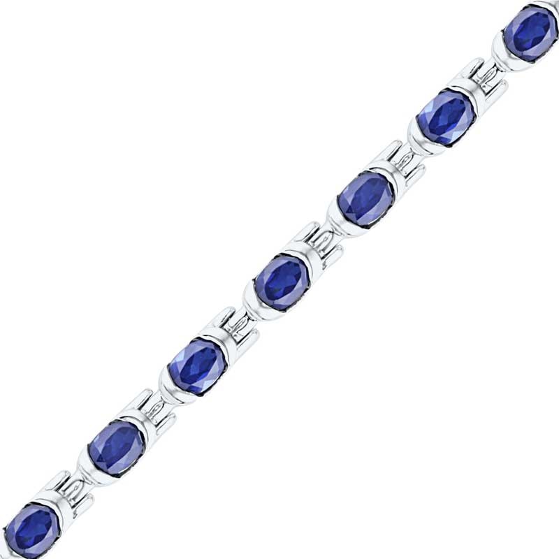 Oval Lab-Created Blue Sapphire Bracelet in Sterling Silver - 7.5"|Peoples Jewellers