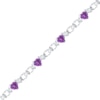 5.0mm Heart-Shaped Amethyst and Lab-Created White Sapphire Bracelet in Sterling Silver - 7.5"