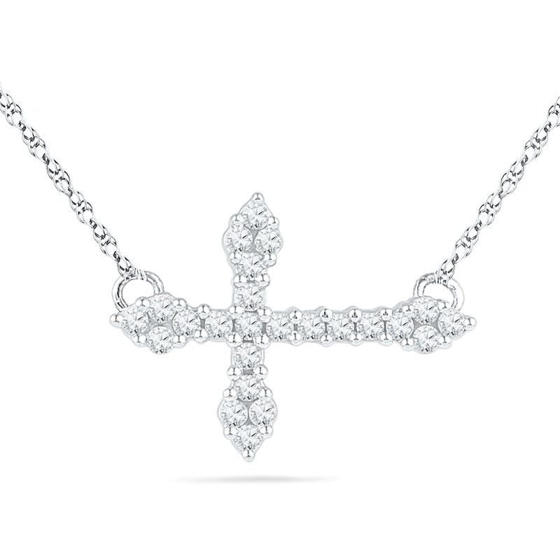 0.23 CT. T.W. Diamond Cross Necklace in Sterling Silver|Peoples Jewellers