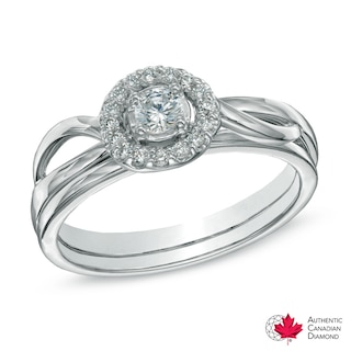 0.25 CT. T.W. Certified Canadian Diamond Frame Bridal Set in 14K White Gold (I/I2)