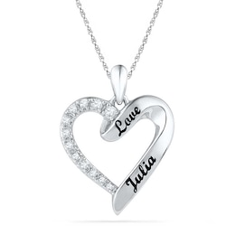 1/8 CT. T.W. Diamond Heart Pendant in Sterling Silver (2 Lines)