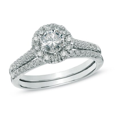 1.00 CT. T.W. Diamond Frame Bridal Set in 14K White Gold