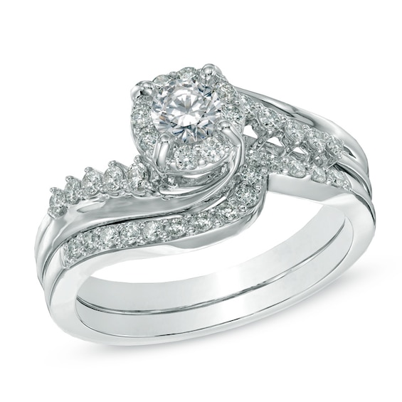 0.72 CT. T.W. Diamond Swirl Bridal Set in 14K White Gold