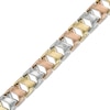 Thumbnail Image 0 of "X" Link Bracelet in 10K Tri-Tone Gold - 7.25"