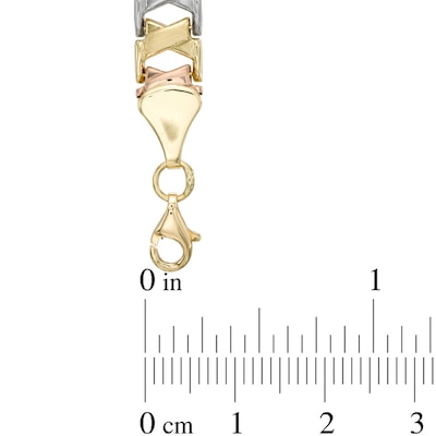 "X" Link Bracelet in 10K Tri-Tone Gold - 7.25"