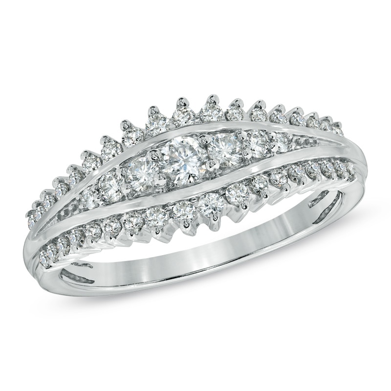 CT. T.W. Diamond Split Row Engagement Ring in 14K White Gold|Peoples Jewellers