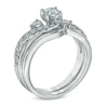 1.00 CT. T.W. Diamond Three Stone Slant Bridal Set in 14K White Gold