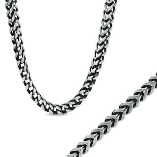 Men's Wheat Chain Necklace and Bracelet Set in Stainless Steel - 20"