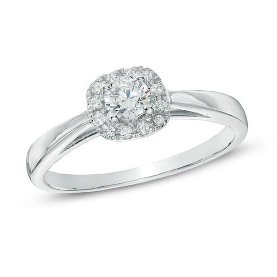 0.33 CT. T.W. Diamond Cushion Frame Engagement Ring in 10K White Gold