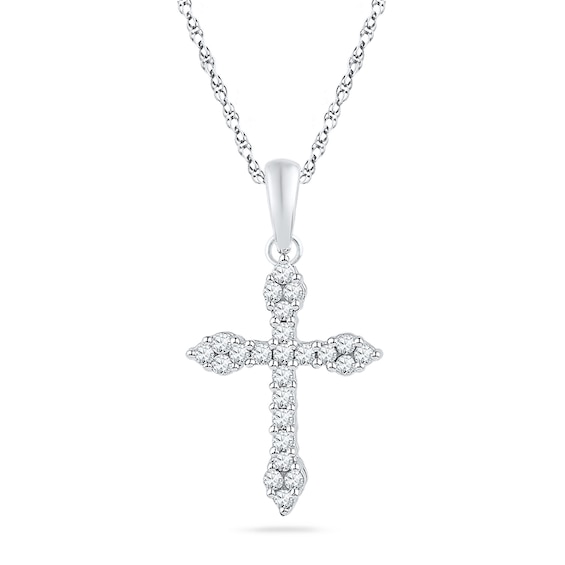 0.25 CT. T.W. Diamond Cross Pendant in 10K White Gold