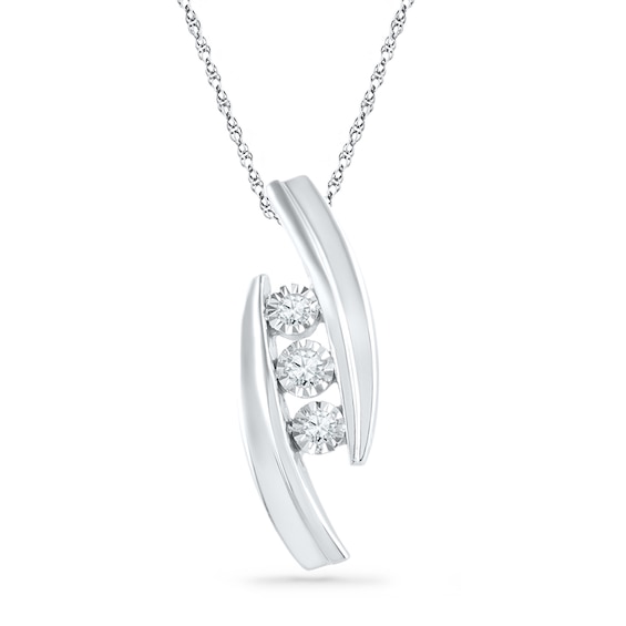 0.10 CT. T.W. Diamond Three Stone Pendant in Sterling Silver