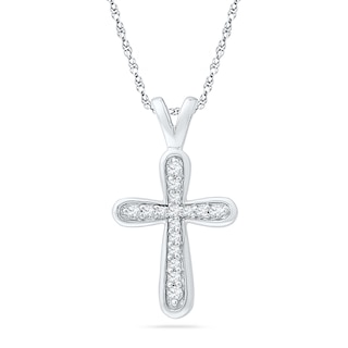 Neil Lane Diamond Cross Necklace 1/2 ct tw Round & Baguette 14K White Gold  19