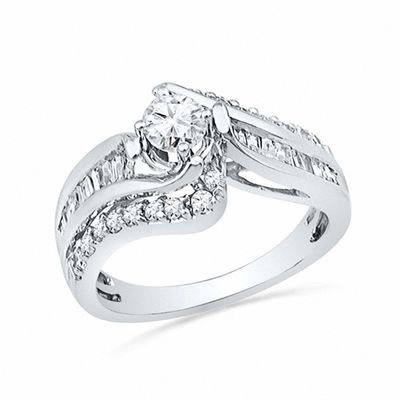 1.16 CT. T.W. Diamond Bypass Engagement Ring in 10K White Gold