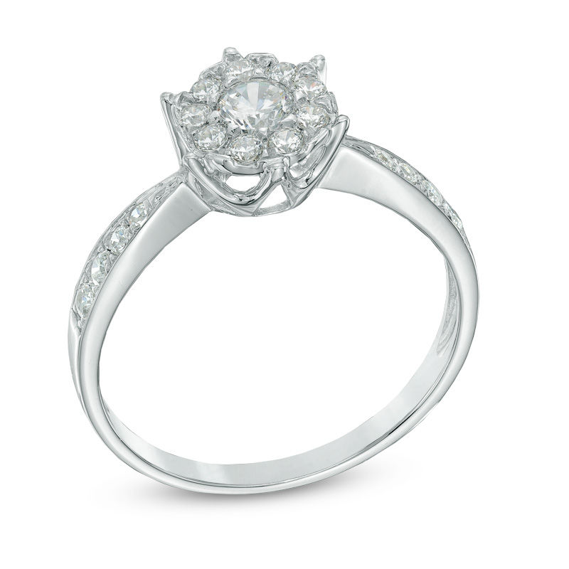 10k white gold diamond cluster deals ring