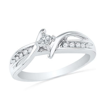 0.20 CT. T.W. Princess-Cut Diamond Bypass Promise Ring in 10K White Gold