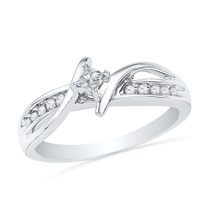 0.20 CT. T.W. Princess-Cut Diamond Bypass Promise Ring in 10K White Gold|Peoples Jewellers