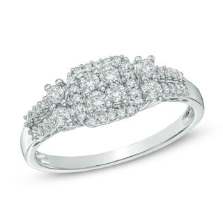 0.33 CT. T.W. Quad Diamond Frame Engagement Ring in 10K White Gold