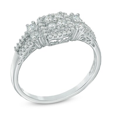 0.33 CT. T.W. Quad Diamond Frame Engagement Ring in 10K White Gold