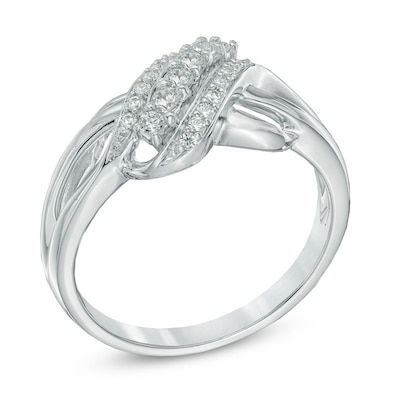 0.25 CT. T.W. Diamond Wave Ring in 10K White Gold