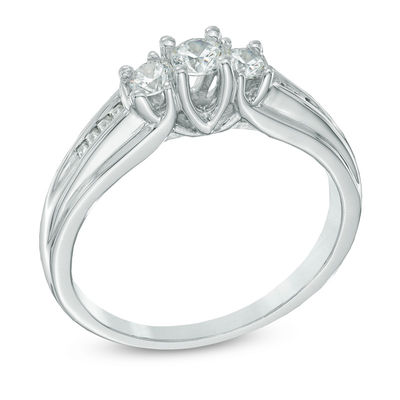 0.50 CT. T.W. Diamond Three Stone Ring in 10K White Gold