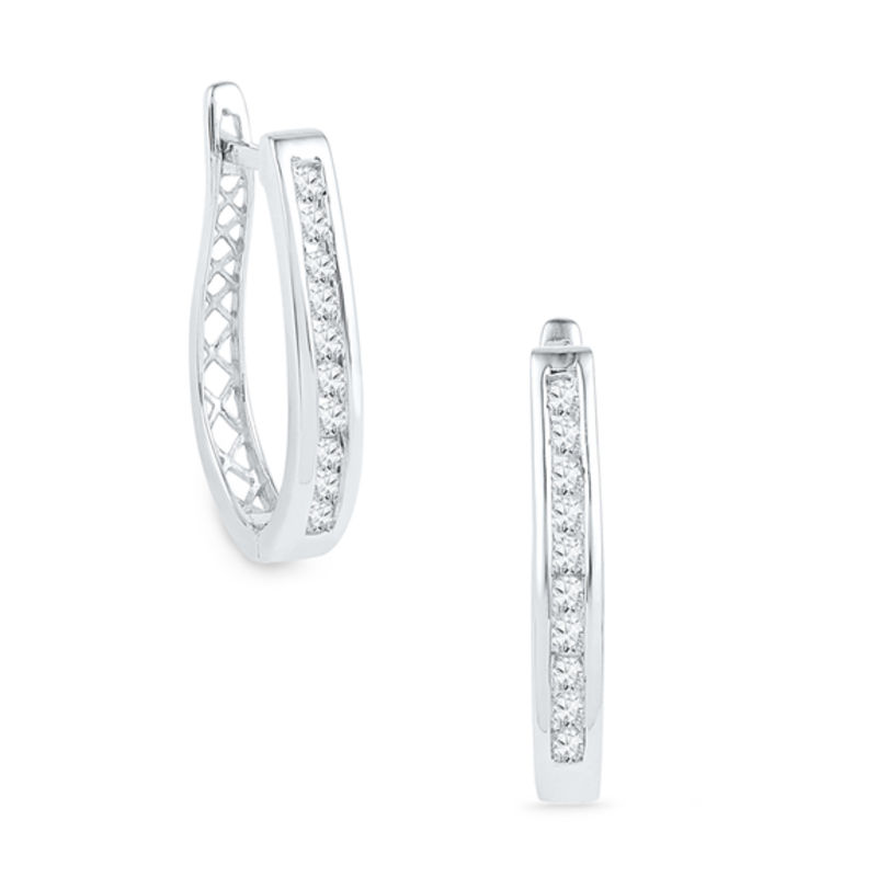 diamond oval hoop earrings