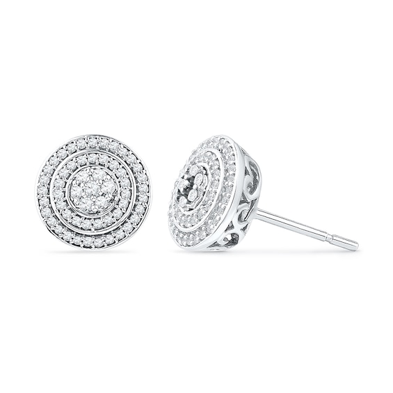 0.50 CT. T.W. Diamond Layered Frame Stud Earrings in 10K White Gold