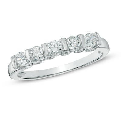 0.50 CT. T.W. Diamond Five Stone Band in 10K White Gold