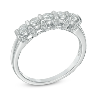 0.50 CT. T.W. Diamond Five Stone Band in 10K White Gold