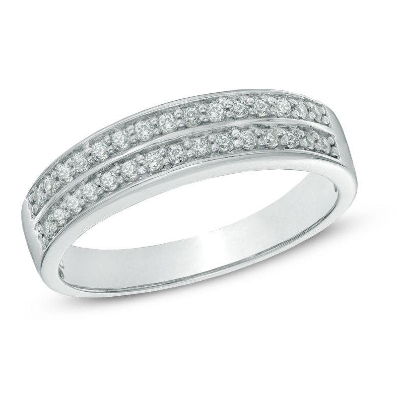 0.25 CT. T.W. Diamond Double Row Anniversary Band in 10K White Gold|Peoples Jewellers