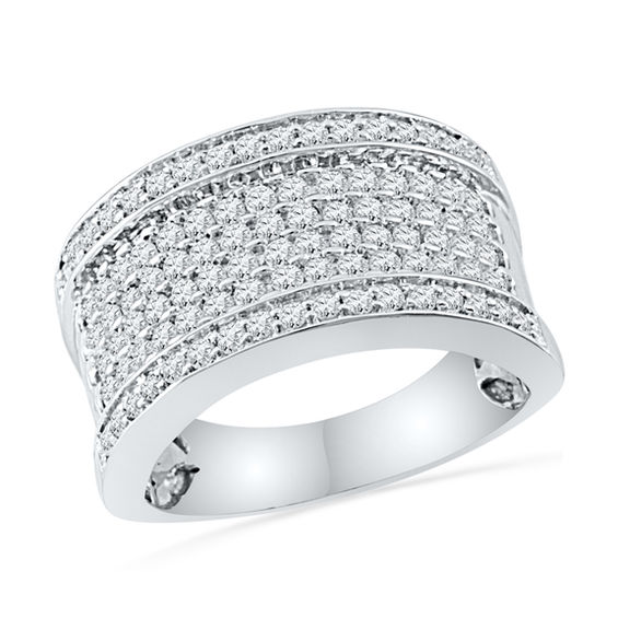 1.00 CT. T.W. Diamond Multi-Row Anniversary Band in 10K White Gold