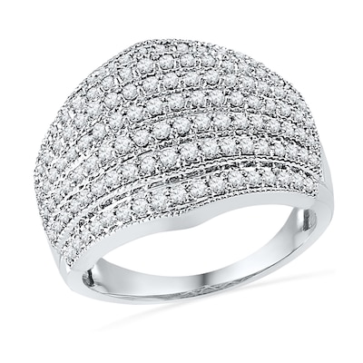 1.00 CT. T.W. Diamond Multi-Row Anniversary Band in 10K White Gold