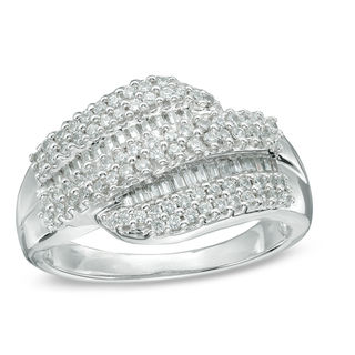 0.50 CT. T.W. Diamond Cascading Wave Ring in Sterling Silver