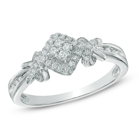 0.20 CT. T.W. Quad Diamond Square Frame Ring in Sterling Silver