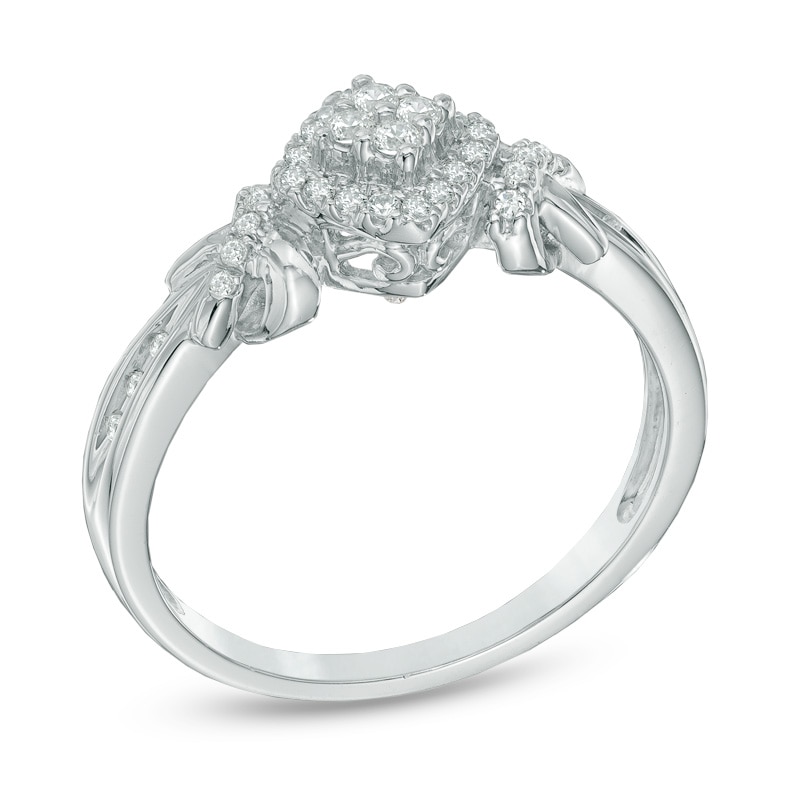 0.20 CT. T.W. Quad Diamond Square Frame Ring in Sterling Silver|Peoples Jewellers