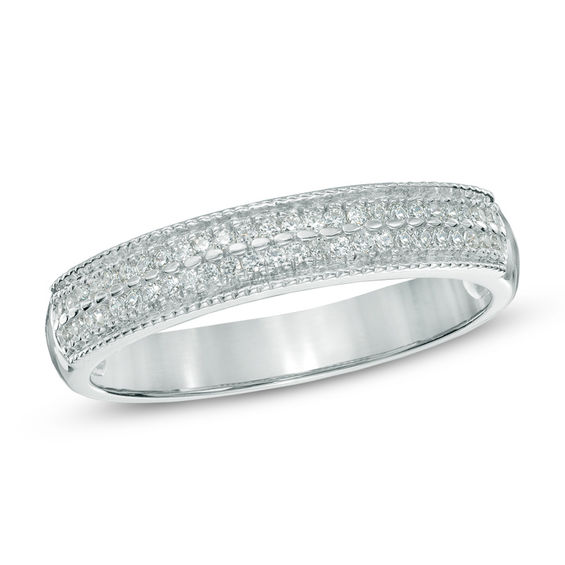 0.20 CT. T.W. Princess-Cut Diamond Double Row Band in Sterling Silver