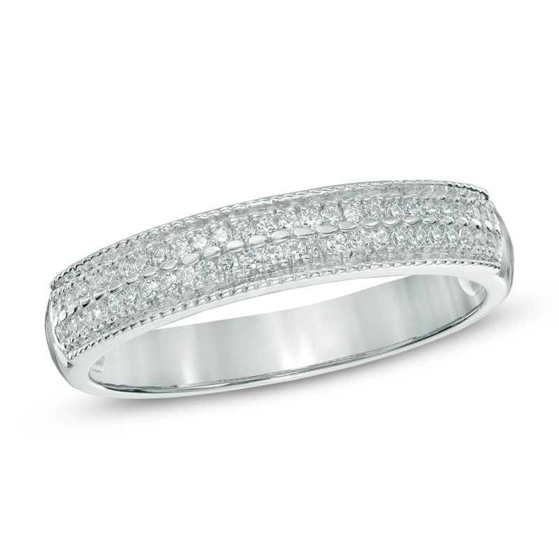 0.20 CT. T.W. Princess-Cut Diamond Double Row Band in Sterling Silver|Peoples Jewellers