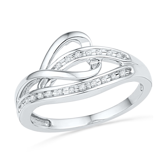 Diamond Accent Sideways Heart Knot Ring in Sterling Silver