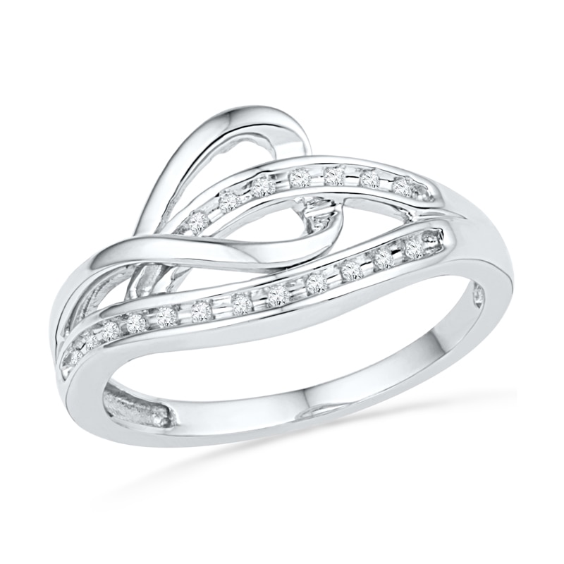Diamond Accent Sideways Heart Knot Ring in Sterling Silver|Peoples Jewellers