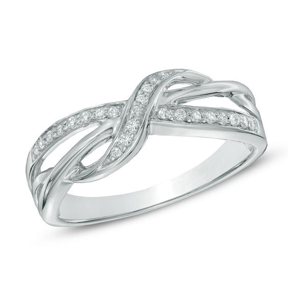 0.10 CT. T.W. Diamond Sideways Infinity Ring in Sterling Silver ...