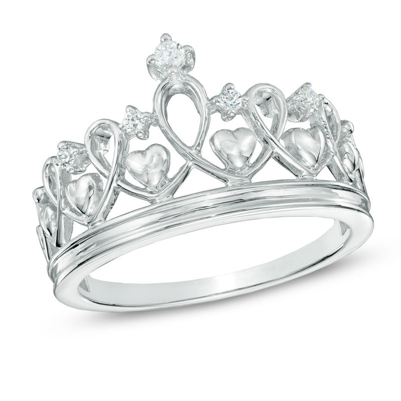 Diamond Accent Heart Crown Ring in Sterling Silver|Peoples Jewellers