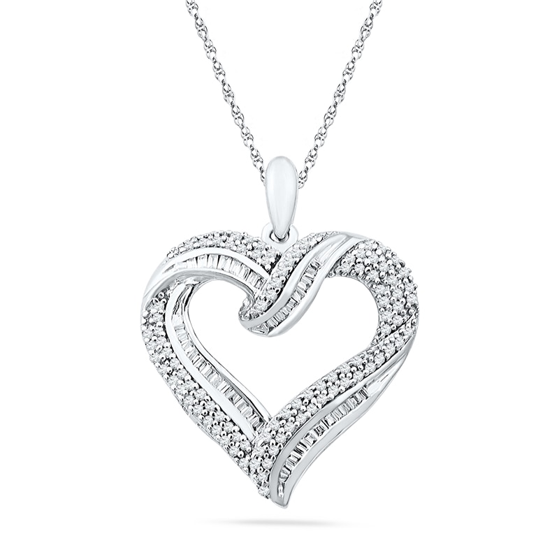0.75 CT. T.W. Diamond Looping Heart Pendant in Sterling Silver