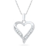 Thumbnail Image 0 of 0.16 CT. T.W. Diamond Ribbon Heart Pendant in Sterling Silver