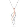Thumbnail Image 0 of 0.12 CT. T.W. Diamond Ribbon Heart Pendant in Sterling Silver and 10K Rose Gold