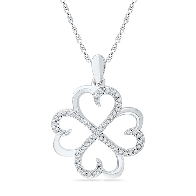 0.20 CT. T.W. Diamond Four Leaf Clover Pendant in Sterling Silver