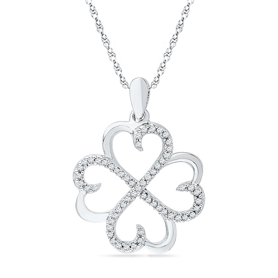 0.20 CT. T.W. Diamond Four Leaf Clover Pendant in Sterling Silver